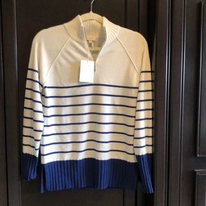 NWT Kinross Cashmere Zip Mock Sweater